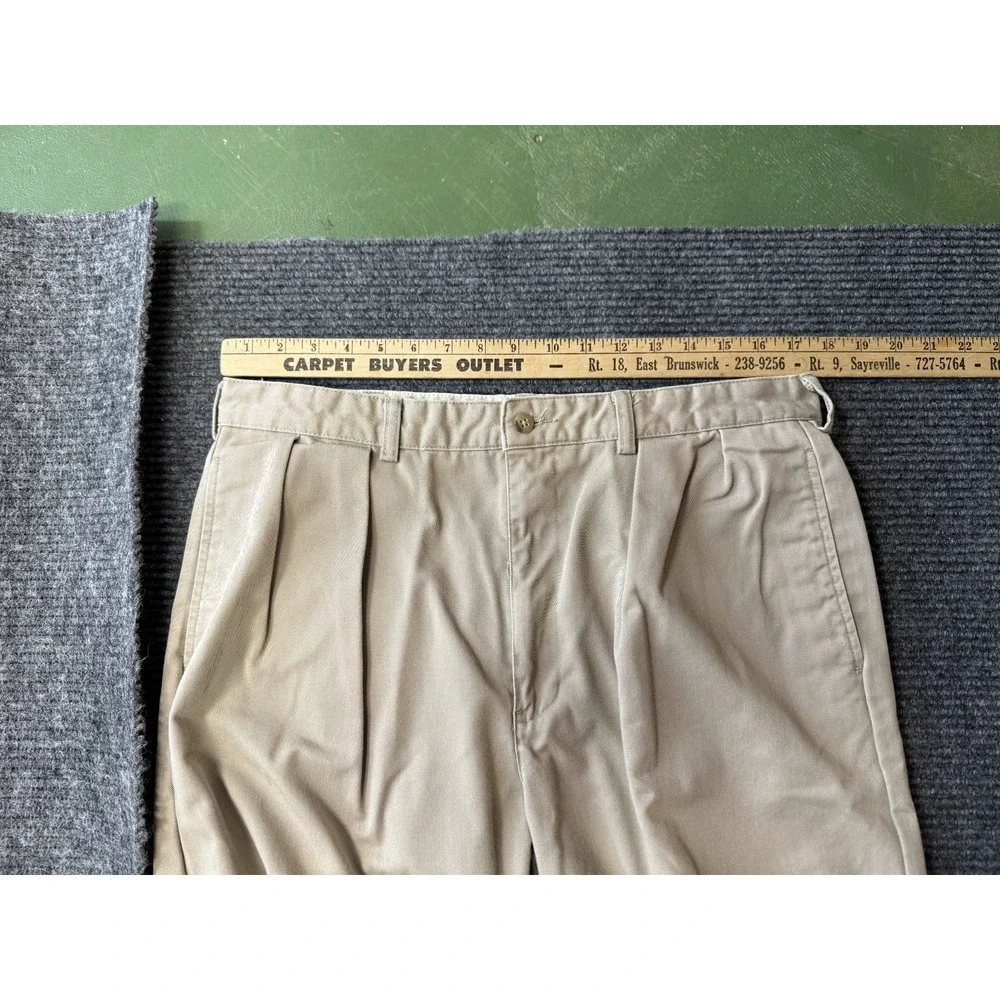 Polo Ralph Lauren Andrew Pants Mens Size 35x32 Khaki Vintage Baggy Pleated Chino